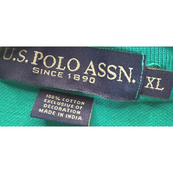 U.S. Polo Assn. Mens Polo Shirt Green XL #3 Short Sleeve Casual Preppy Y2K Beach - Picture 4 of 8
